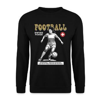 Schweizer Frauenfußball Shirt: Stolz am Ball - Unisex Pullover - Schwarz - Vorne - Alina (178cm) & Michal (187cm)