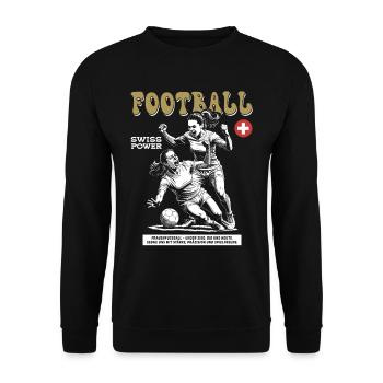 Einsatz mit Herz: Schweizer Frauenfußball Shirt - Unisex Pullover - Schwarz - Vorne - Alina (178cm) & Michal (187cm)