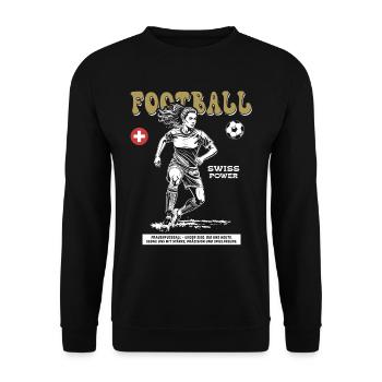 Schweizer Fußballerin Shirt: Ballkontrolle pur - Unisex Pullover - Schwarz - Vorne - Alina (178cm) & Michal (187cm)