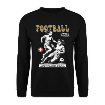 Kampfgeist gezeigt: Schweizer Frauenfußball Shirt - Unisex Pullover - Schwarz - Vorne - Alina (178cm) & Michal (187cm)