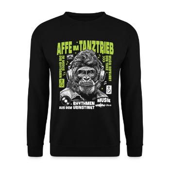Gorilla Beats Shirt: Denker mit Kopfhörer-Style - Unisex Pullover - Schwarz - Vorne - Alina (178cm) & Michal (187cm)