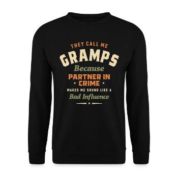 They Call Me Gramps Partner In Crime Grandpa Humor - Unisex Sweatshirt - black - Front - Alina (178cm) & Michal (187cm)
