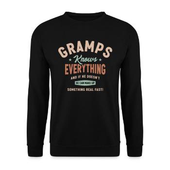 Gramps Knows Everything Funny Grandpa Humor - Unisex Sweatshirt - black - Front - Alina (178cm) & Michal (187cm)