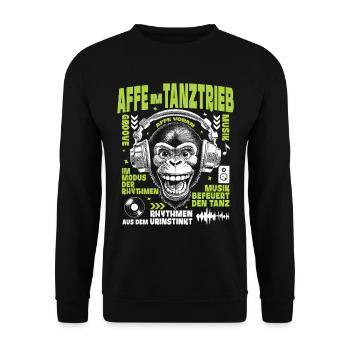 Cassette Cult Shirt: Old School Monkey Party Groove - Unisex Sweatshirt - black - Front - Alina (178cm) & Michal (187cm)