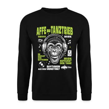 Monkey Groove Shirt: Dancing Beats in the Jungle - Unisex Sweatshirt - black - Front - Alina (178cm) & Michal (187cm)