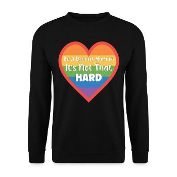 Retro Sei ein anständiger Mensch, es ist nicht so schwer LGBT - Unisex Pullover - Schwarz - Vorne - Alina (178cm) & Michal (187cm)