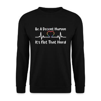 Retro Sei ein anständiger Mensch, es ist nicht so schwer LGBT - Unisex Pullover - Schwarz - Vorne - Alina (178cm) & Michal (187cm)