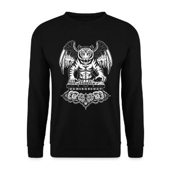 Chemise BD : Urban DJ Tiger avec des ailes de puissance - Sweat-shirt Unisexe - noir - Devant - Alina (178cm) & Michal (187cm)
