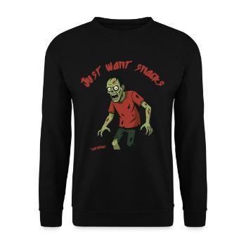 Just want snacks - Zombie - Unisex Sweatshirt - black - Front - Alina (178cm) & Michal (187cm)