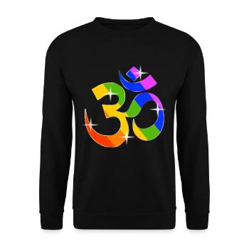 LGBT Om Shanti Gay Pride Spirituell Regenbogen - Unisex Pullover - Schwarz - Vorne - Alina (178cm) & Michal (187cm)