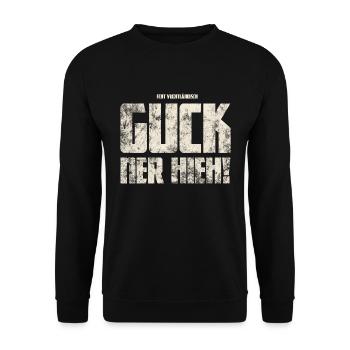 Guck Ner Hieh! Original Vogtländisch - Unisex Pullover - Schwarz - Vorne - Alina (178cm) & Michal (187cm)