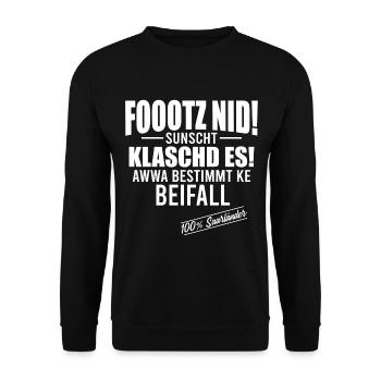 Saarländer Saarland Spruch - Unisex Pullover - Schwarz - Vorne - Alina (178cm) & Michal (187cm)