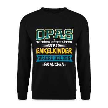 Opa Großvater Opi Geschenk - Unisex Pullover - Schwarz - Vorne - Alina (178cm) & Michal (187cm)