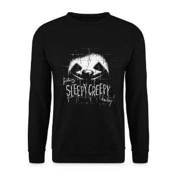 Sleepy Creepy Clown Street Art Halloween Faultier - Unisex Pullover - Schwarz - Vorne - Alina (178cm) & Michal (187cm)