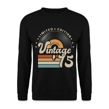 Vintage Vinyl 1975 Gift Anniversary 48 Years - Unisex Sweatshirt - black - Front - Alina (178cm) & Michal (187cm)