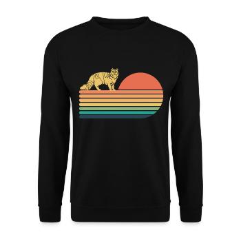 American Curl Cat Retro Vintage - Sweat-shirt Unisexe - noir - Devant - Alina (178cm) & Michal (187cm)