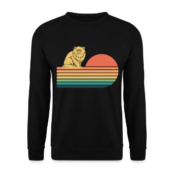 Perser Katze Retro Vintage - Unisex Pullover - Schwarz - Vorne - Alina (178cm) & Michal (187cm)
