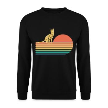 Havana Brown Katze Retro Vintage - Unisex Pullover - Schwarz - Vorne - Alina (178cm) & Michal (187cm)
