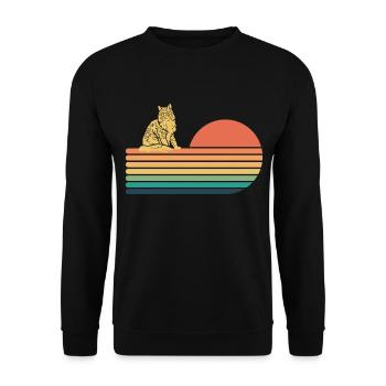 Maine Coon Katze Retro Vintage - Unisex Pullover - Schwarz - Vorne - Alina (178cm) & Michal (187cm)