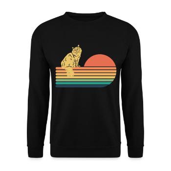 Birma Katze Retro Vintage - Unisex Pullover - Schwarz - Vorne - Alina (178cm) & Michal (187cm)