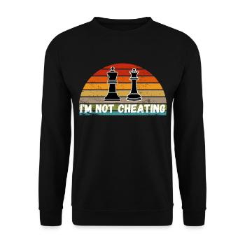 Schach Trend Chess Cheating Cheat Queens Gambit - Unisex Sweatshirt - black - Front - Alina (178cm) & Michal (187cm)