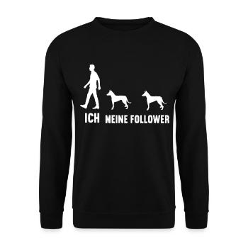 Ich Meine Follower Podenco Podencoliebhaber - Unisex Pullover - Schwarz - Vorne - Alina (178cm) & Michal (187cm)