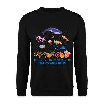 Girl Net Boat Marine Biologist Biology Ocean - Unisex Sweatshirt - black - Front - Alina (178cm) & Michal (187cm)