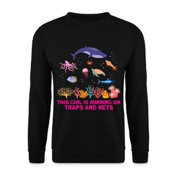 Girl Net Boat Marine Biologist Biology Ocean - Unisex Sweatshirt - black - Front - Alina (178cm) & Michal (187cm)