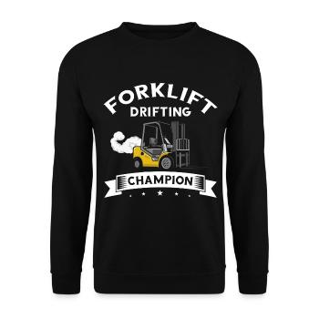 Gabelstaplerfahrer und Lagerhaus Gabestaplerfahrer - Unisex Pullover - Schwarz - Vorne - Alina (178cm) & Michal (187cm)