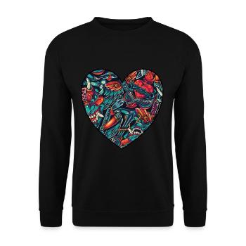 Herz - Unisex Pullover - Schwarz - Vorne - Alina (178cm) & Michal (187cm)