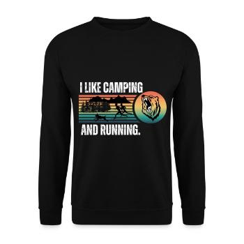 J’aime le camping et la course à pied - Sweat-shirt Unisexe - noir - Devant - Alina (178cm) & Michal (187cm)