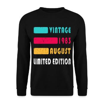 Août 1983 Anniversaire Août 1983 Août - Sweat-shirt Unisexe - noir - Devant - Alina (178cm) & Michal (187cm)