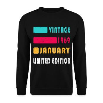 55e anniversaire 55 ans janvier 1969 - Sweat-shirt Unisexe - noir - Devant - Alina (178cm) & Michal (187cm)
