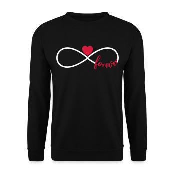 Unendlichkeitssymbol mit Herz für immer forever - Unisex Pullover - Schwarz - Vorne - Alina (178cm) & Michal (187cm)