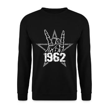 Geboren 1962 Metal Knochenhand Pentagramm - Unisex Pullover - Schwarz - Vorne - Alina (178cm) & Michal (187cm)