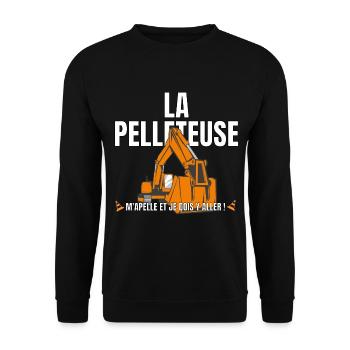 La pelleteuse m'appelle et je dois y aller. - Sweat-shirt Unisexe - noir - Devant - Alina (178cm) & Michal (187cm)