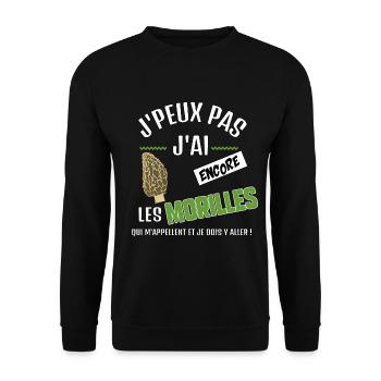 J’peux pas j’ai les morilles qui m’appellent - Sweat-shirt Unisexe - noir - Devant - Alina (178cm) & Michal (187cm)