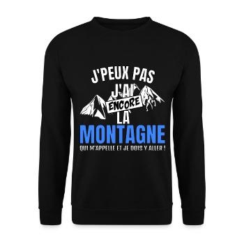 j'peux pas j'ai encore la montagne qui m’appelle…- - Sweat-shirt Unisexe - noir - Devant - Alina (178cm) & Michal (187cm)