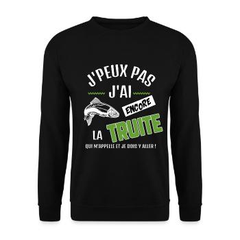 J’peux pas j’ai la truite qui m’appelle - Sweat-shirt Unisexe - noir - Devant - Alina (178cm) & Michal (187cm)
