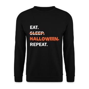 Eat Sleep Halloween Repeat Shirt Geschenk - Unisex Pullover - Schwarz - Vorne - Alina (178cm) & Michal (187cm)