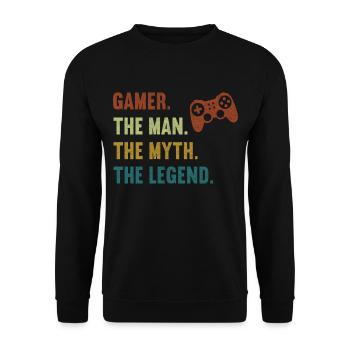 Gamer The Man The Myth The Legend Videospiele - Unisex Pullover - Schwarz - Vorne - Alina (178cm) & Michal (187cm)