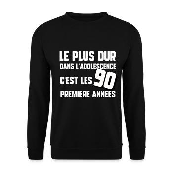 90 ans - Sweat-shirt Unisexe - noir - Devant - Alina (178cm) & Michal (187cm)