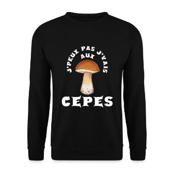 J’peux pas j’vais aux cèpes - Sweat-shirt Unisexe - noir - Devant - Alina (178cm) & Michal (187cm)