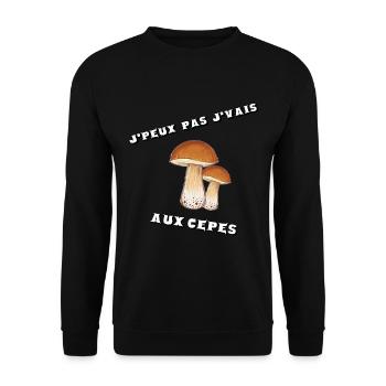J’peux pas j’vais aux cèpes - Sweat-shirt Unisexe - noir - Devant - Alina (178cm) & Michal (187cm)