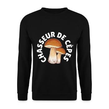Chasseur de cèpes - Sweat-shirt Unisexe - noir - Devant - Alina (178cm) & Michal (187cm)