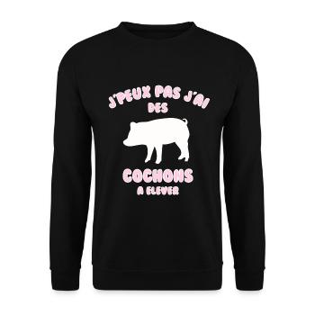 J’peux pas j’ai cochons à élever - Sweat-shirt Unisexe - noir - Devant - Alina (178cm) & Michal (187cm)