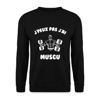 J’peux pas j’ai muscu - Sweat-shirt Unisexe - noir - Devant - Alina (178cm) & Michal (187cm)