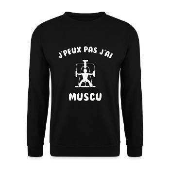 J’peux pas j’ai muscu - Sweat-shirt Unisexe - noir - Devant - Alina (178cm) & Michal (187cm)