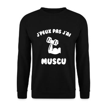 J’peux pas j’ai muscu - Sweat-shirt Unisexe - noir - Devant - Alina (178cm) & Michal (187cm)