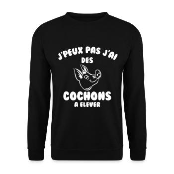 J’peux pas j’ai des cochons à élever - Sweat-shirt Unisexe - noir - Devant - Alina (178cm) & Michal (187cm)